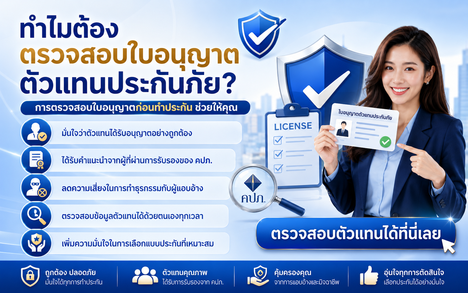 วิธีตรวจสอบใบอนุญาตตัวแทนประกันภัย ตรวจสอบได้ง่ายผ่าน คปภ.